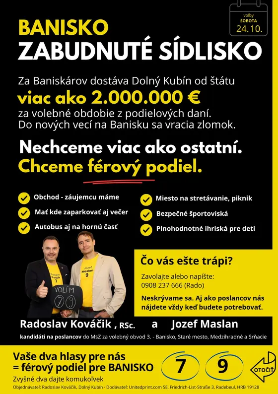 Leták: Banisko - zabudnuté sídlisko. Nechceme viac ako ostatní, chceme férový podiel.
