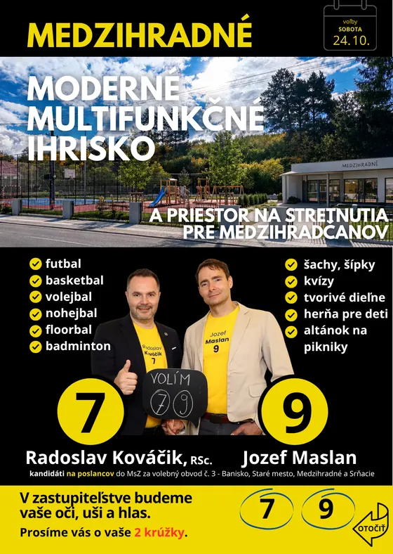 Leták: Medzihradné - moderné multifunkčné ihrisko a priestor na stretnutia.