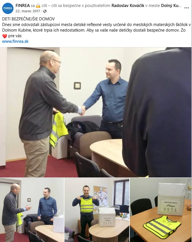 Odovzdanie 100 detských reflexných viest mestu Dolný Kubín v marci 2017